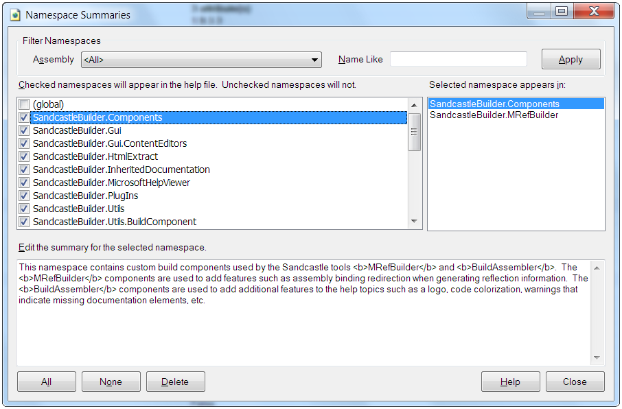 Namespace Summaries